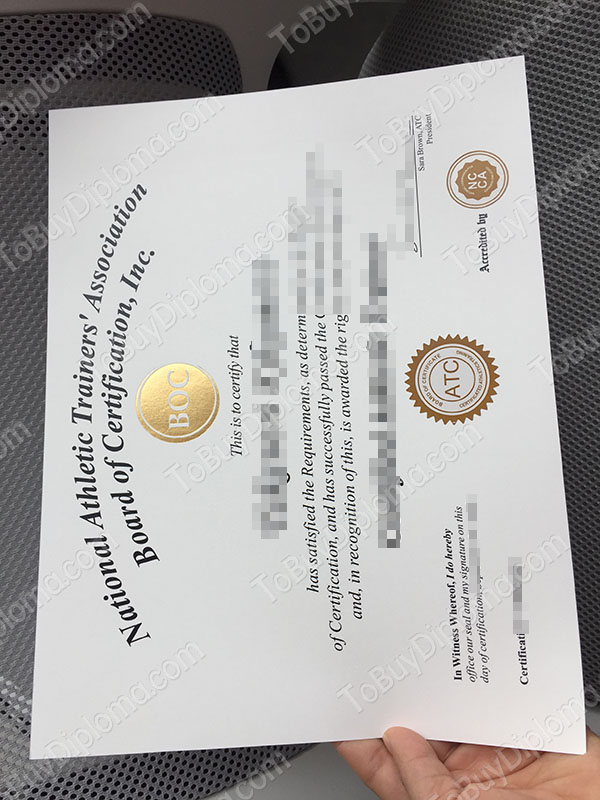 国家体育教练员' 协会认证证书, 购买假的 NATA BOC 证书