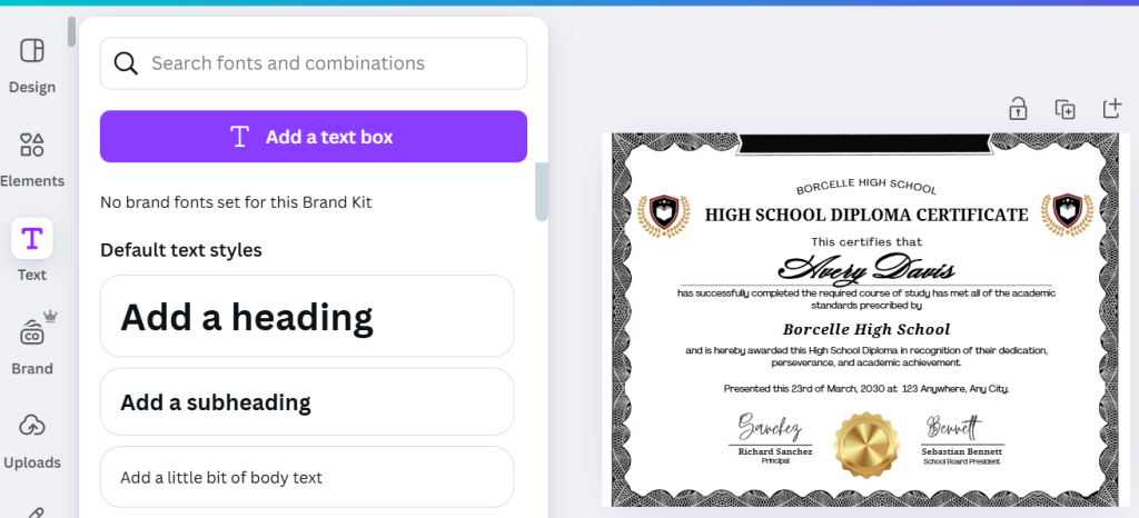 Designing a Diploma in Canva